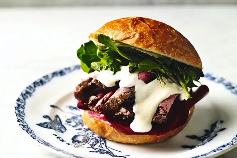 Roast beef and horseradish sandwich