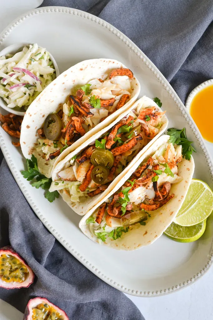 Tilapia Tacos With A Passion Fruit Salad