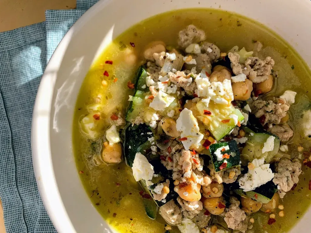 Mediterranean Chicken, Chickpea & Zucchini Soup