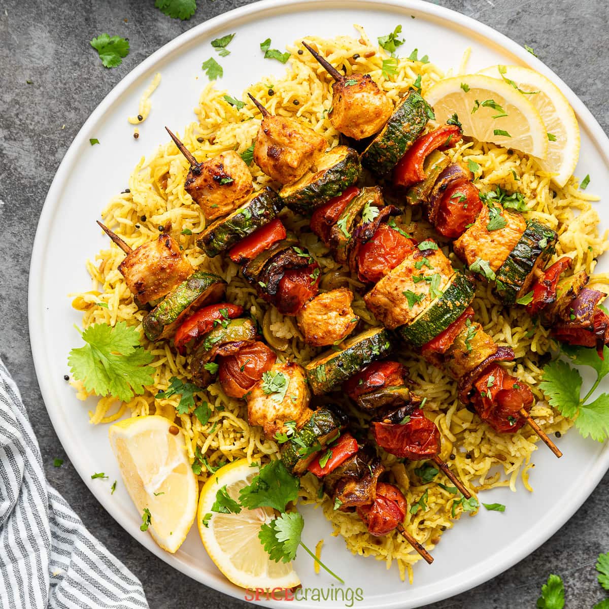 Kebabs with rice