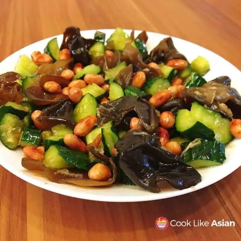 Chinese Smashed Cucumber Salad With Wood Ear Mushroom