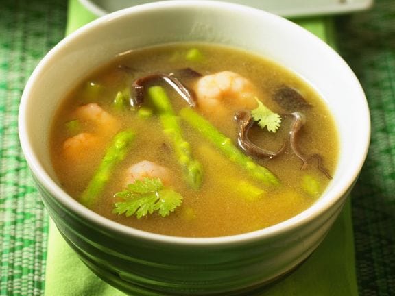 Crayfish and Asparagus Soup with Wood Ear Mushrooms