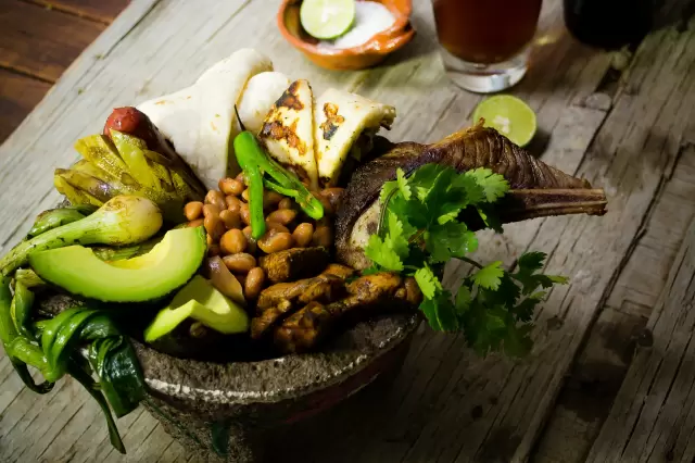 MOLCAJETE OF MIXED MEATS