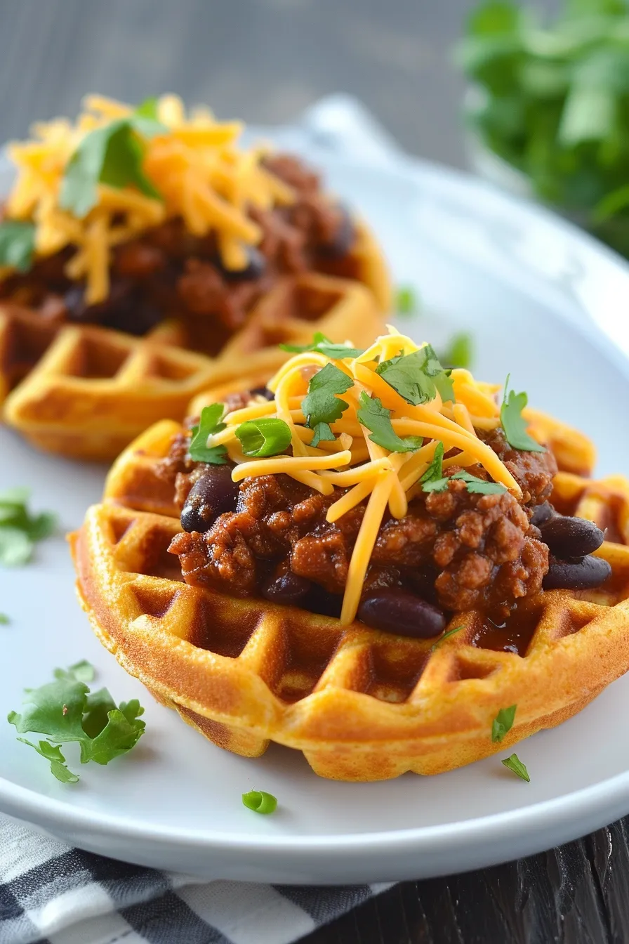Chili-Topped Cornbread Waffles