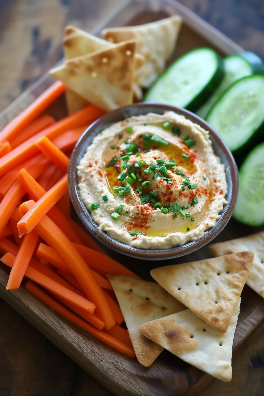 Hummus With Veggies And Pita Chips