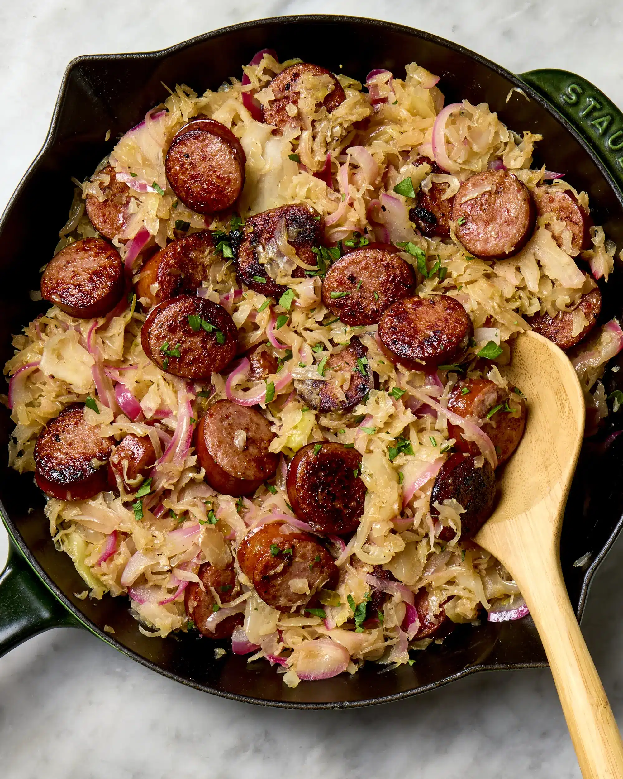 Skillet Kielbasa and Sauerkraut