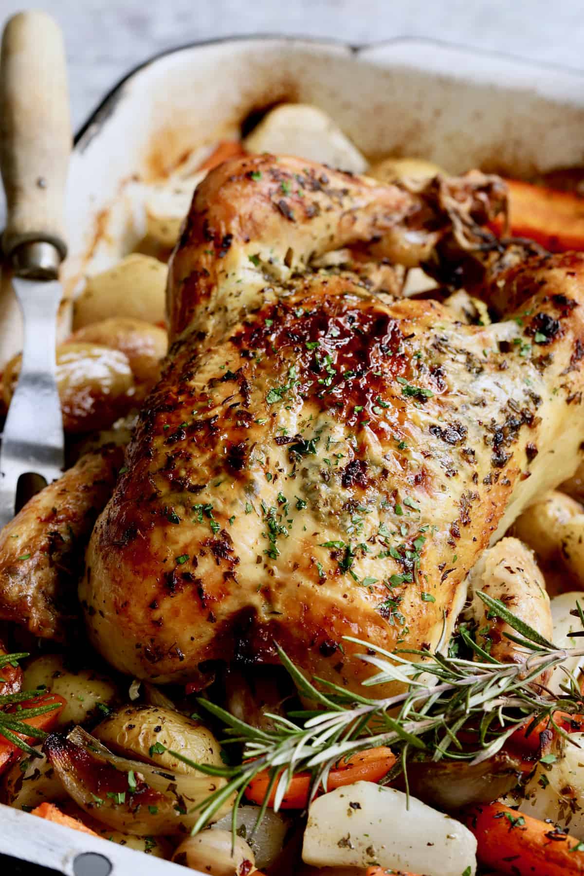 Garlic Herb Butter Roast Chicken