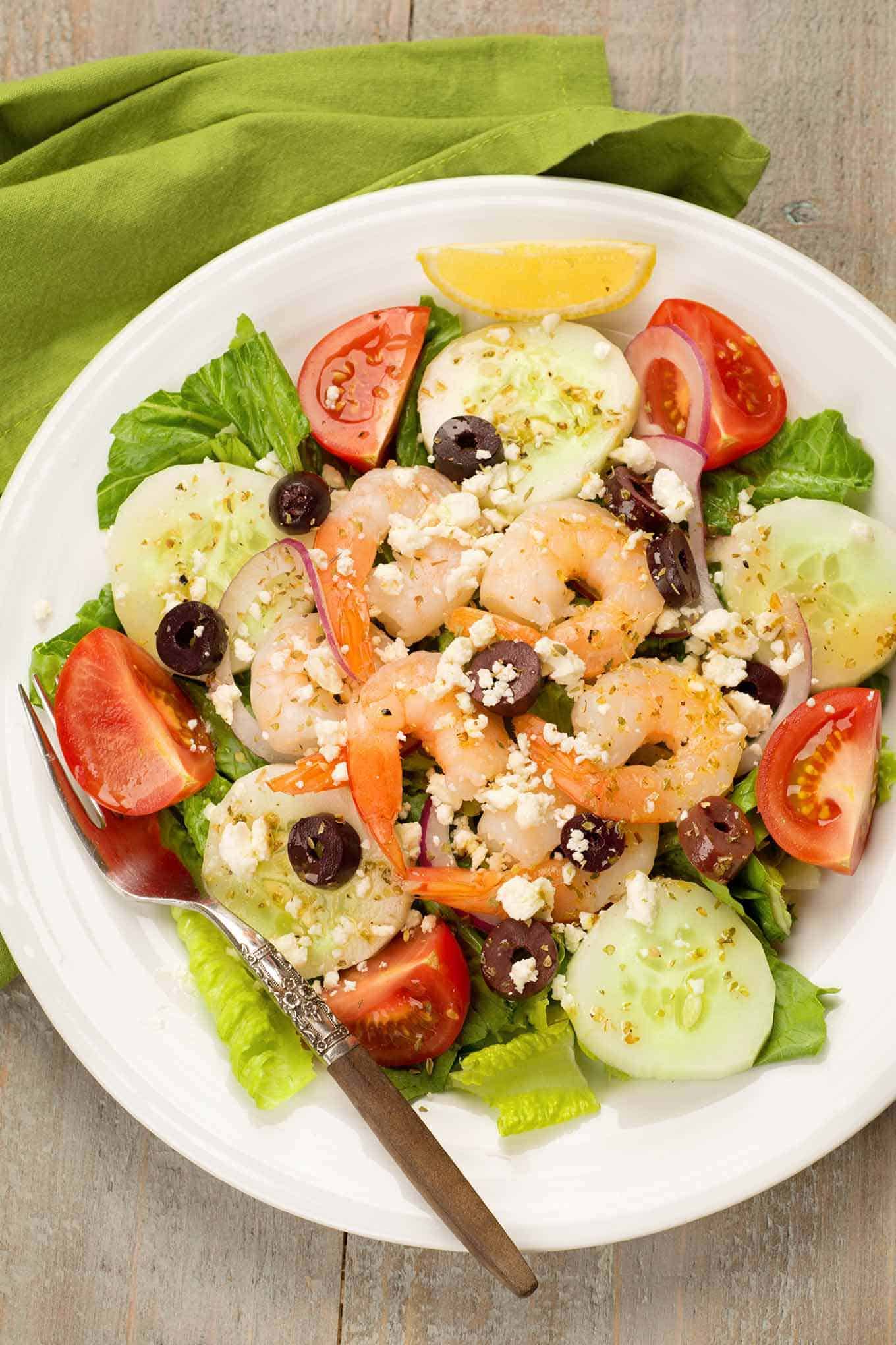 Greek Salad with Grilled Shrimp
