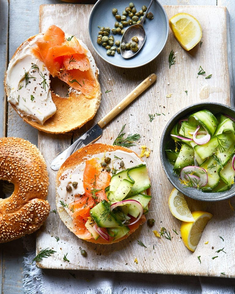 Smoked Salmon and Cream Cheese Bagels Recipe