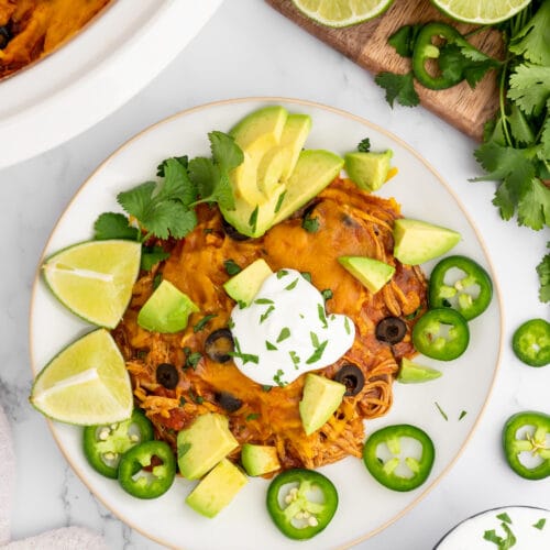 Dump-and-Run Crockpot Chicken Enchilada Casserole