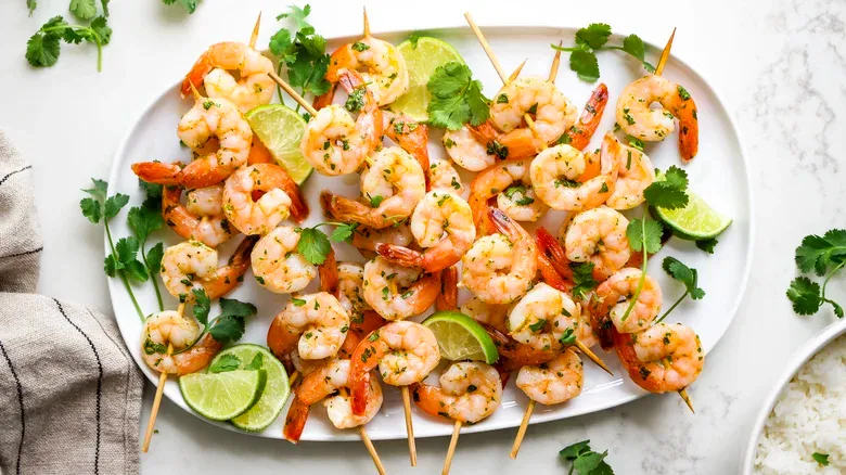 3-Ingredient Cilantro-Lime Shrimp Skewers Recipe
