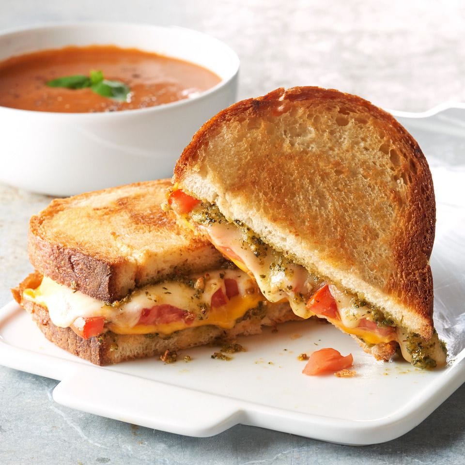 3-Ingredient Pesto Grilled Cheese