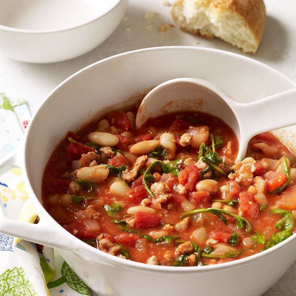 5-Ingredient Sausage, Tomato & White Bean Stew (One-Pot)
