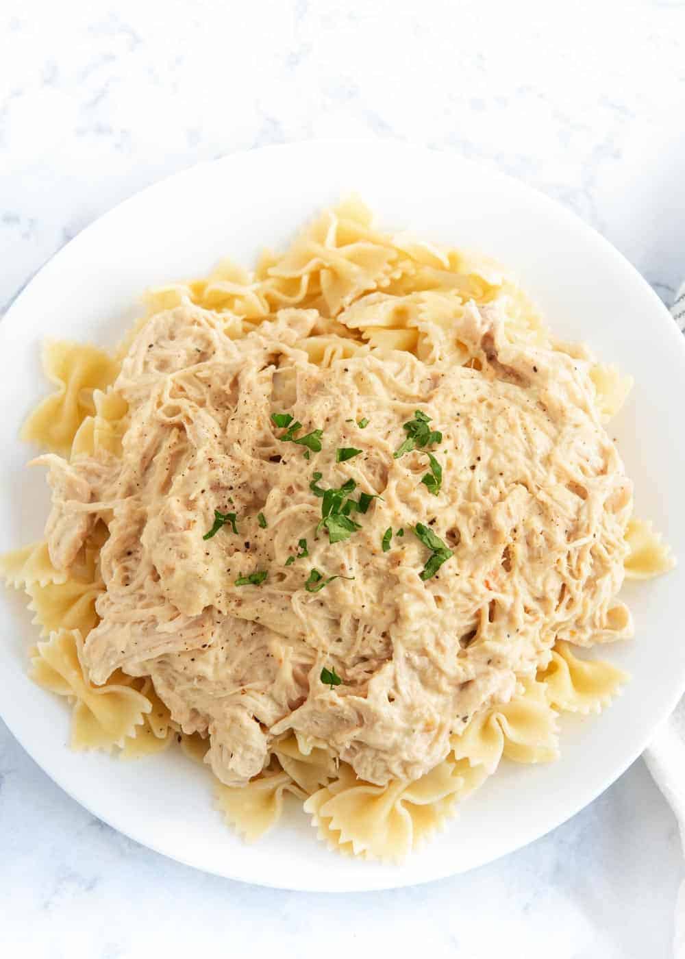 Creamy Crockpot Italian Chicken (4 ingredients!)