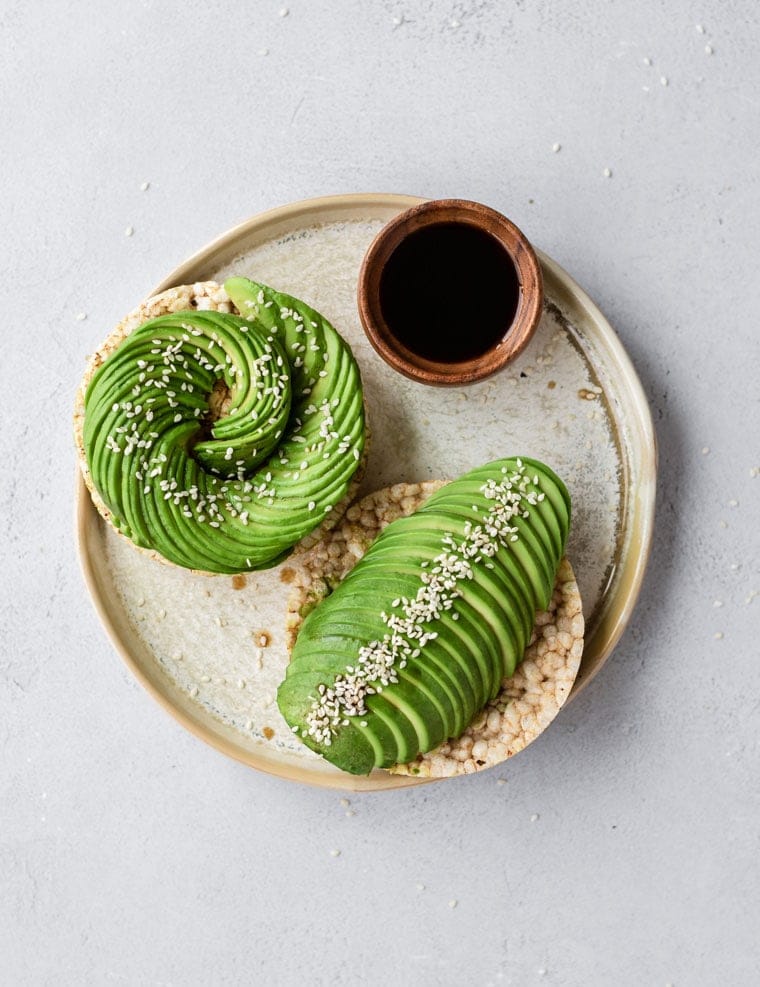 Chocolate Avocado Rice Cakes