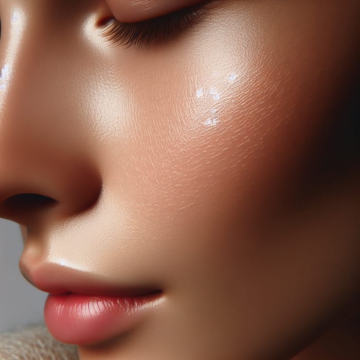 close-up of clear, glowing skin