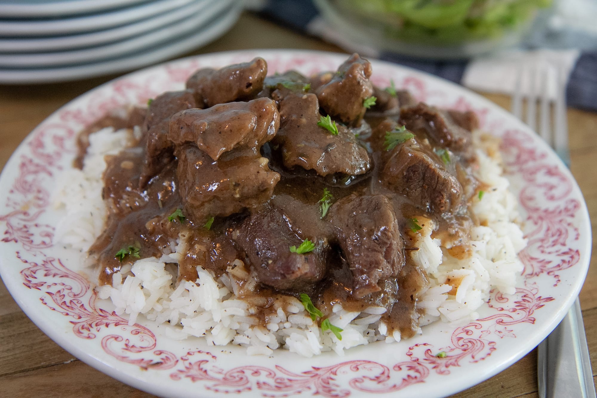 Traditional Beef Tips and Rice Recipe