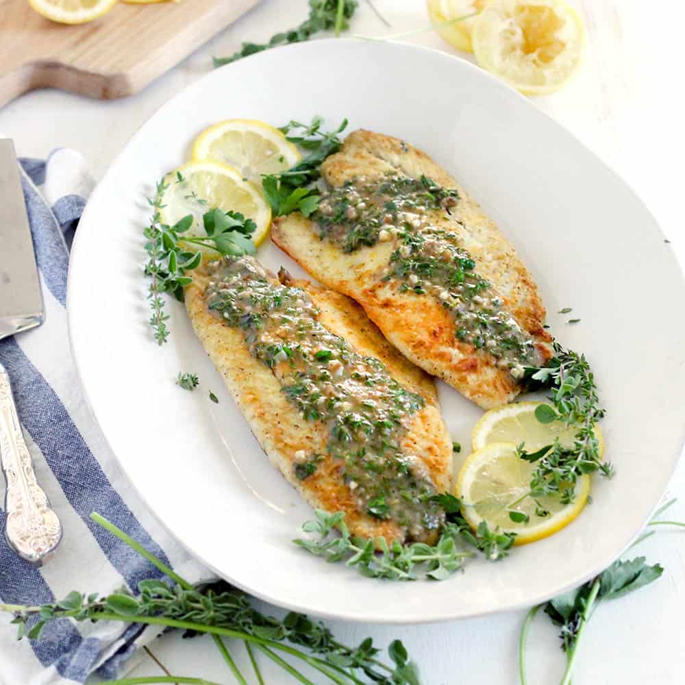 Pan-Seared Sea Bass with Herb Sauce