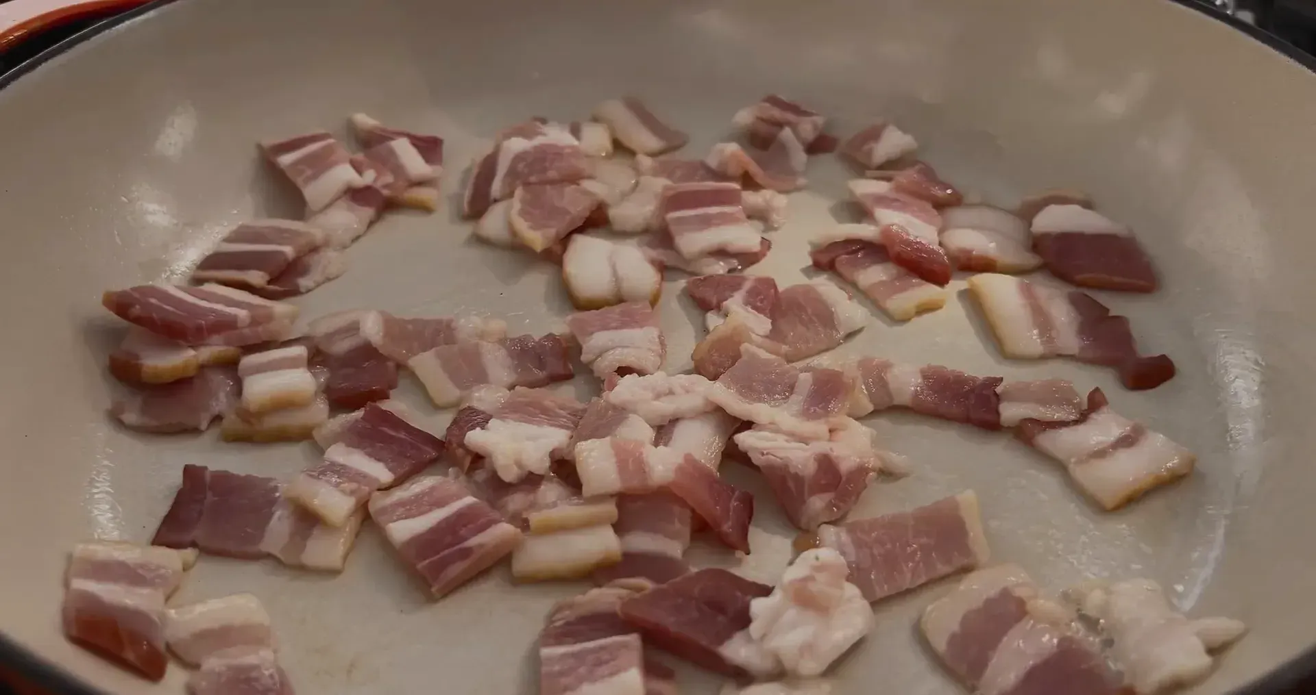 Frying bacon in the pan