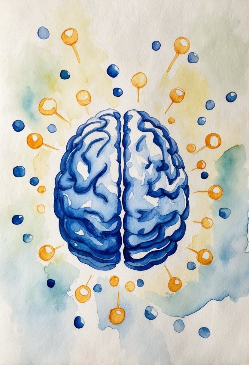 A brain surrounded by swirling sugar molecules, gradually clearing and brightening over 7 days