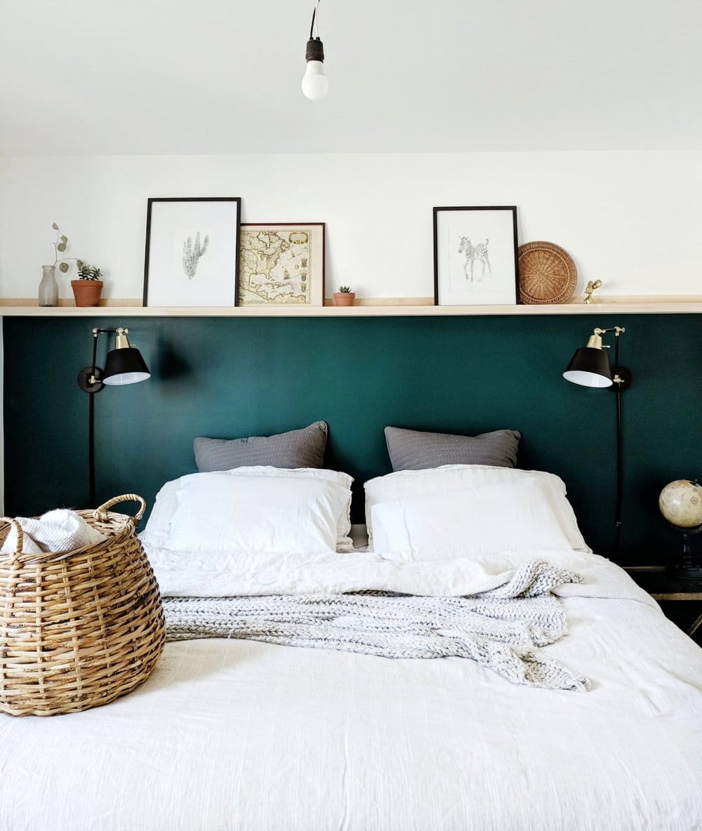 Bedroom wall with picture ledge gallery