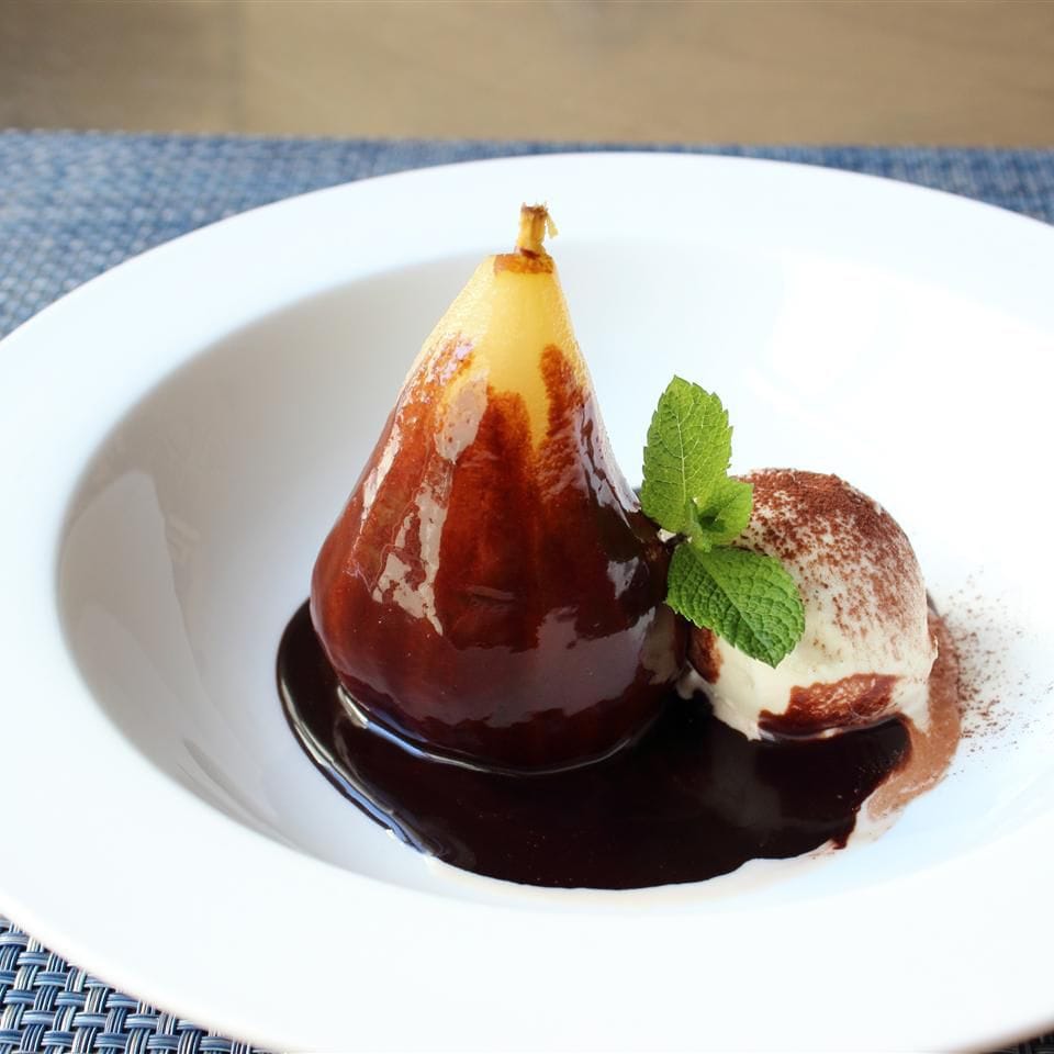 Pear Belle Helene Flambé Recipe