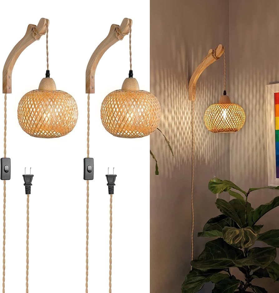 Bedroom lighting with bamboo sconces