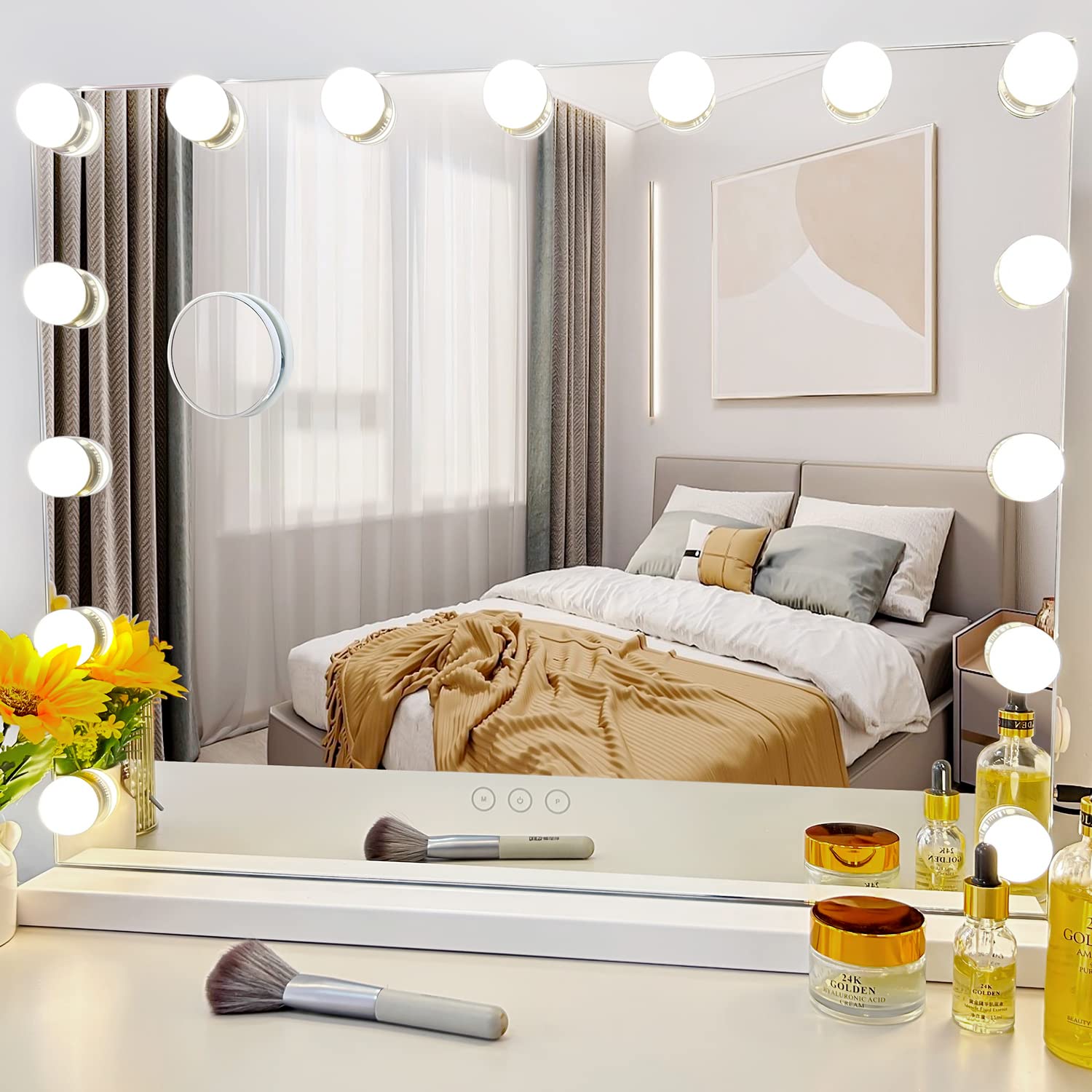 Bedroom lighting with vanity mirror bulbs