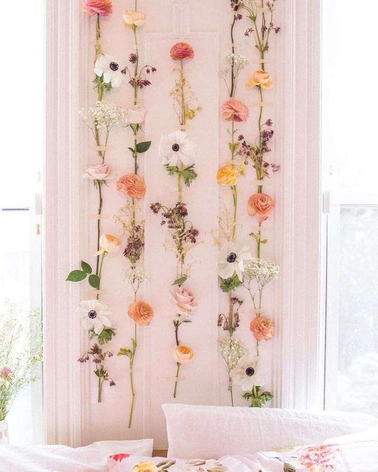 Cozy bedroom with dried flower garland