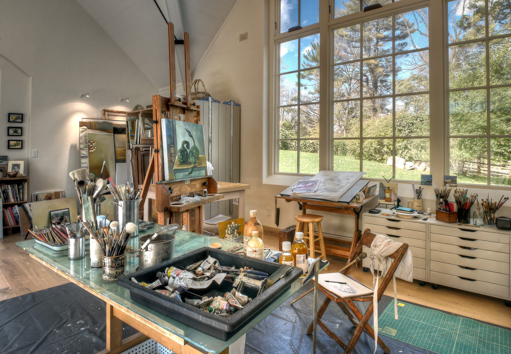 Large bedroom with art studio space