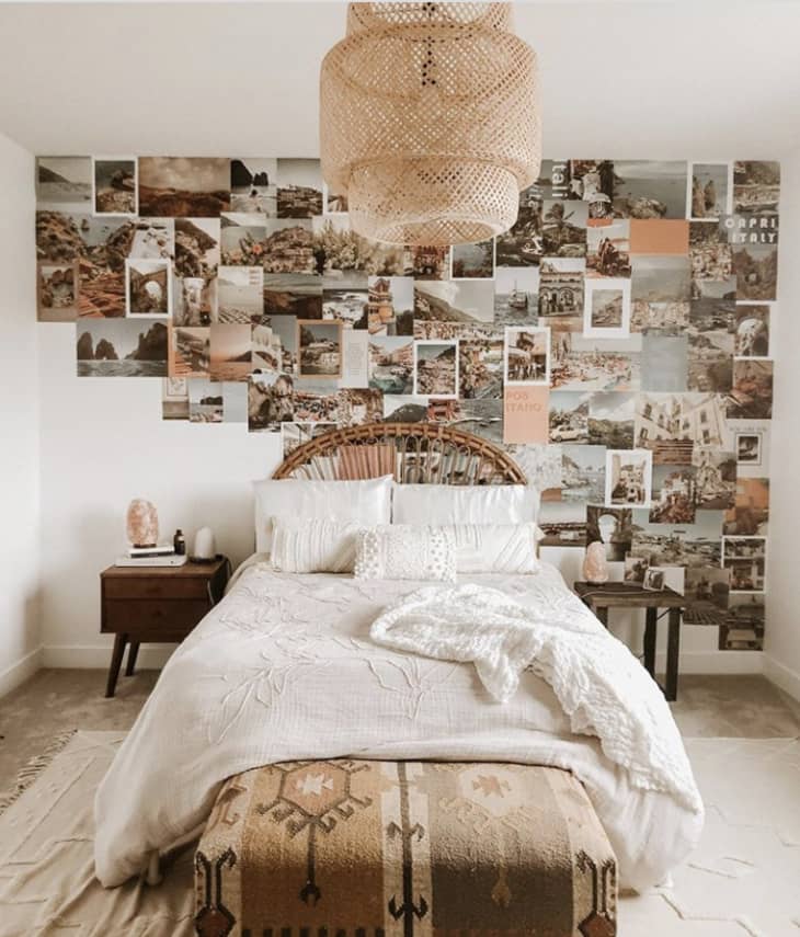 Bedroom wall with magazine collage