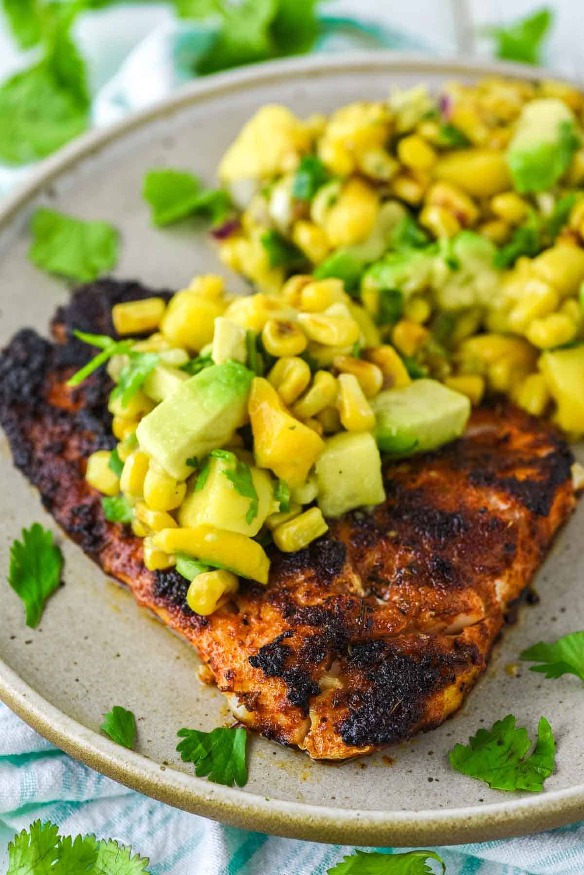 Blackened Wild Cod with Mango Salsa Recipe