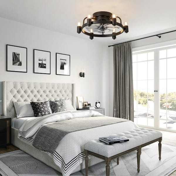 Bedroom lighting with ceiling fan combo