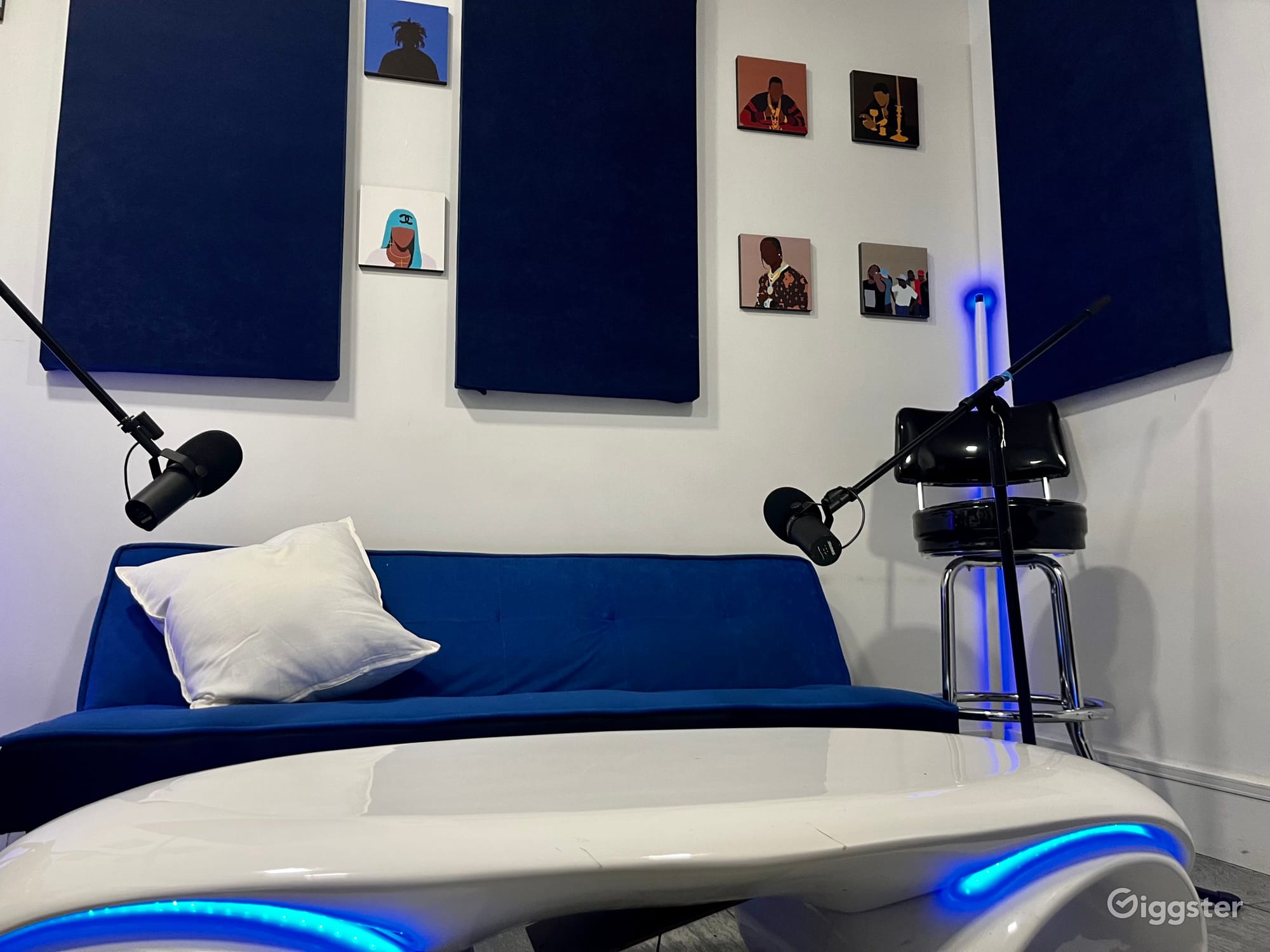 Large bedroom with podcast recording booth