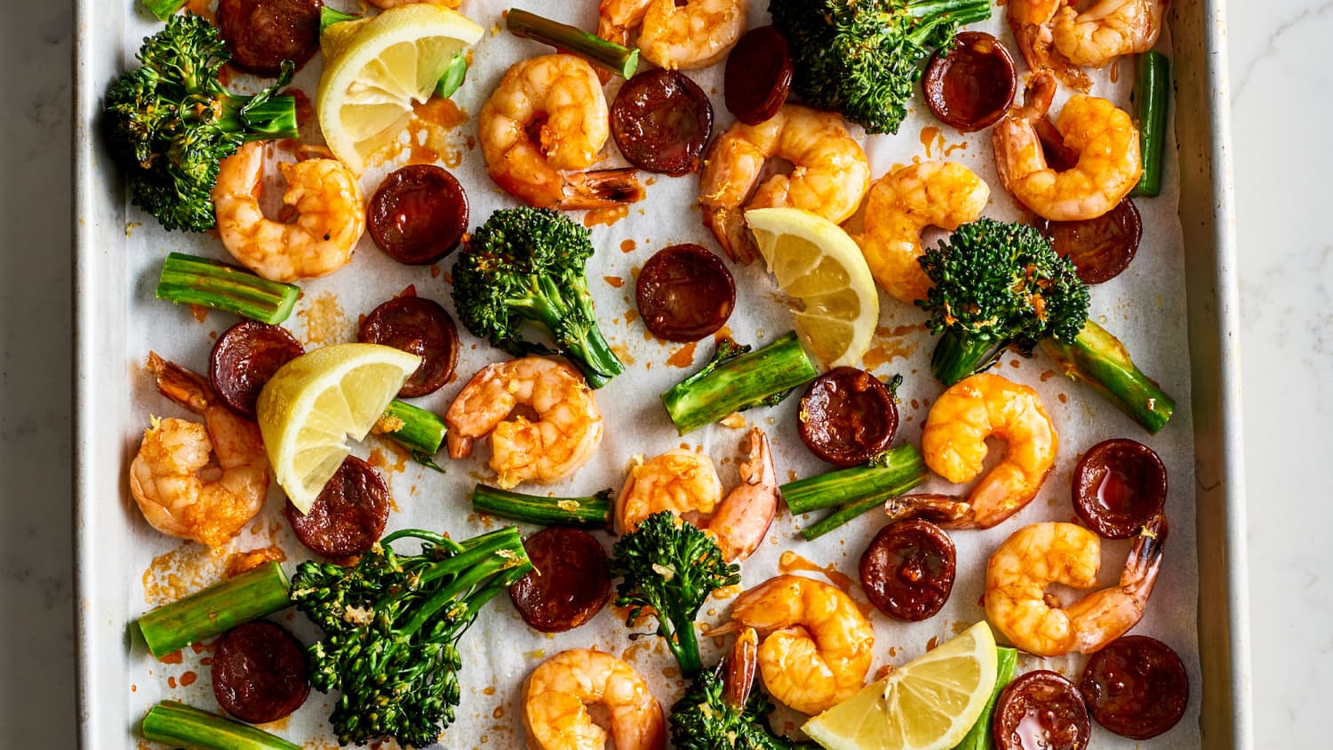 Sheet Pan Garlic Shrimp with Spanish Chorizo and Potatoes