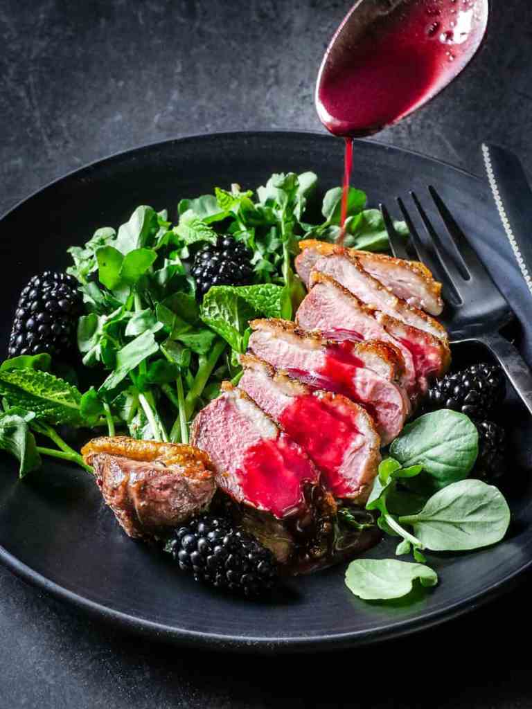Sheet Pan Duck Breast with Cherry Gastrique and Roasted Fennel