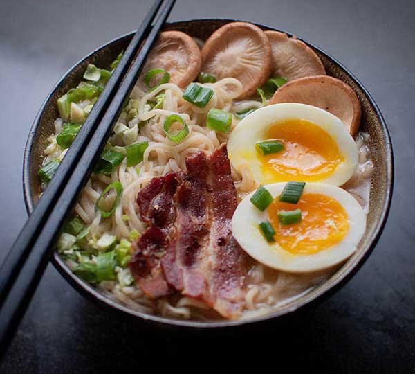 Shiitake Mushroom and Bacon Miso Ramen Noodles