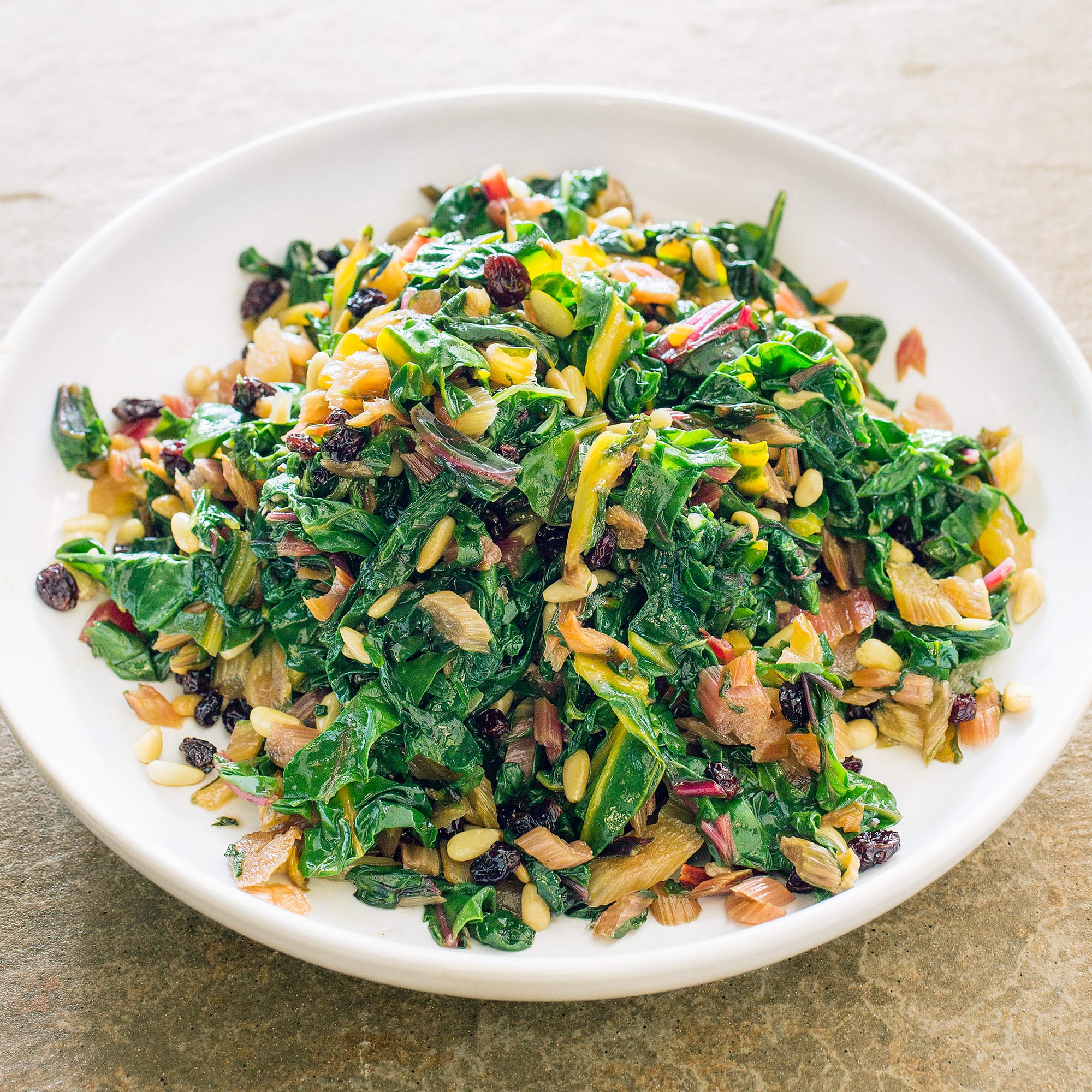 Rainbow Swiss Chard with Pine Nuts