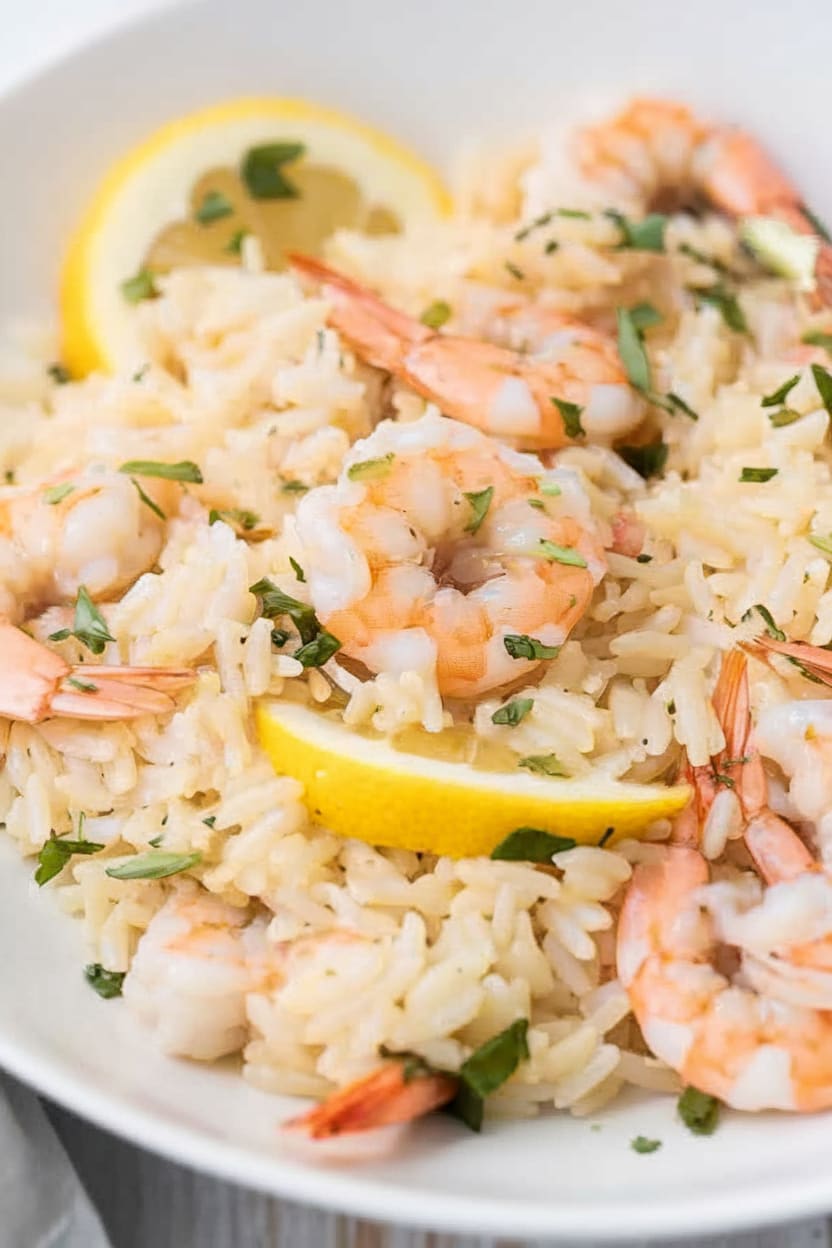 Lemon Garlic Shrimp Rice