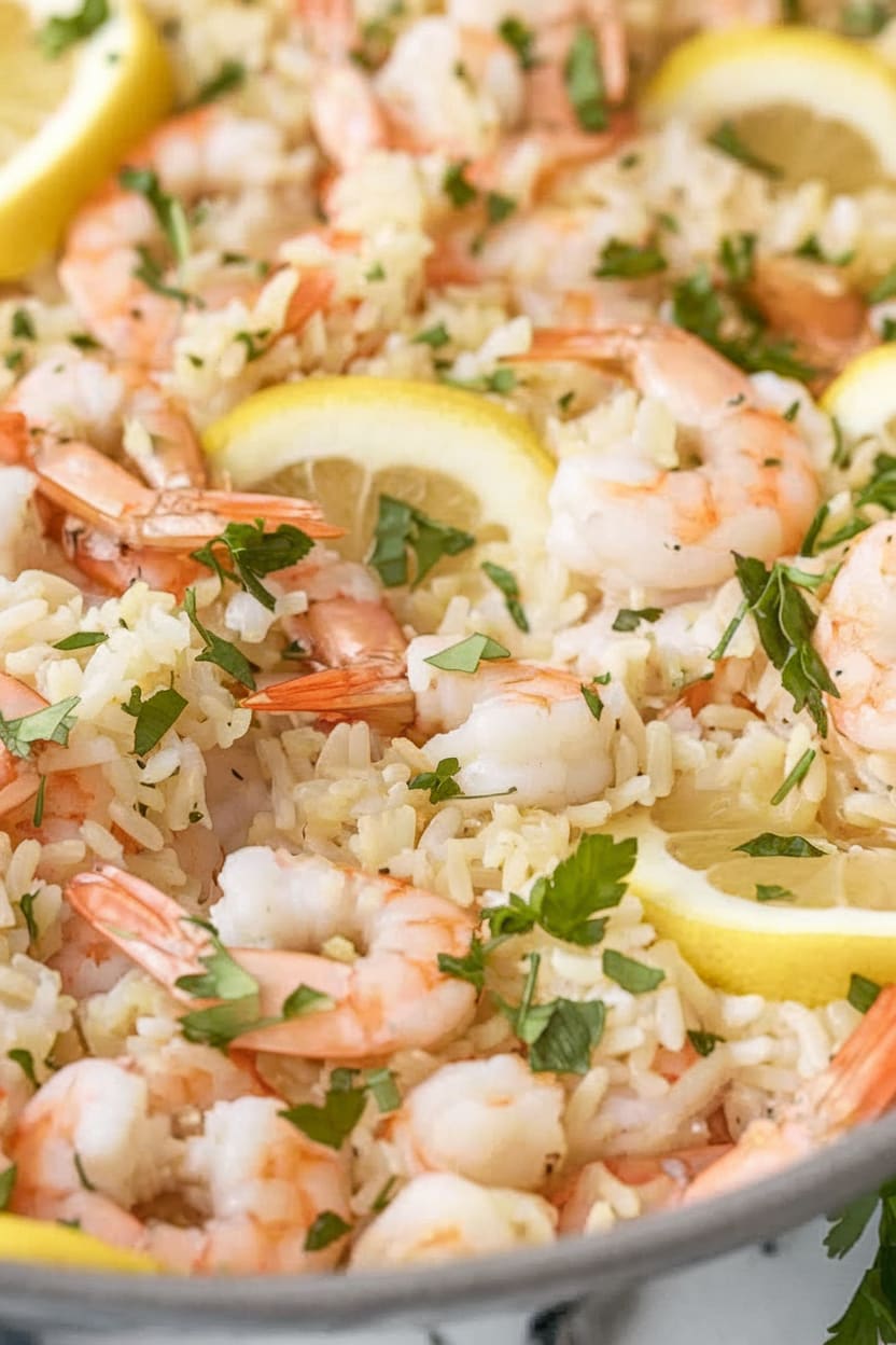 Lemon Garlic Shrimp Rice