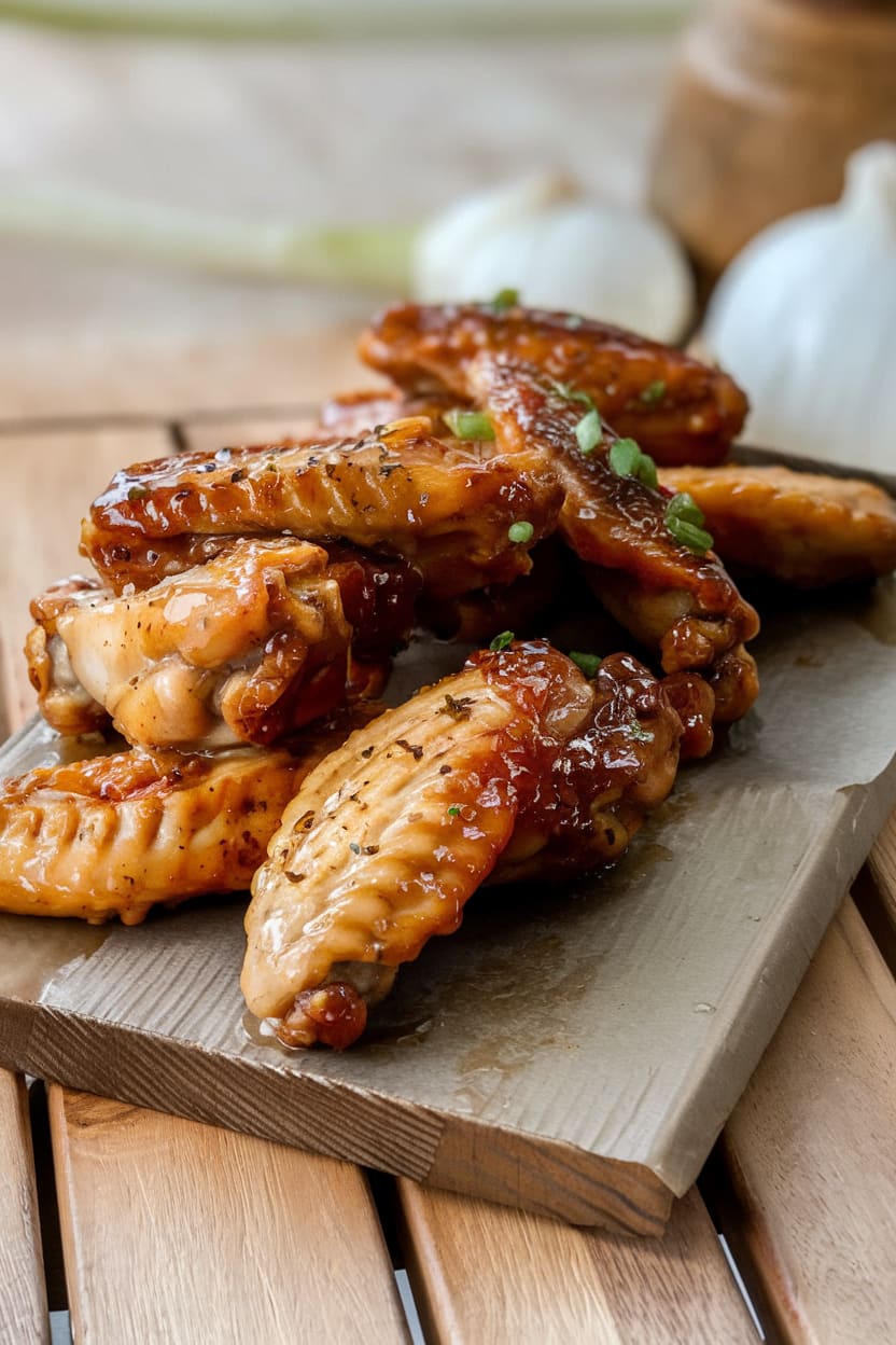 Oven Baked Sticky Honey Garlic Chicken Wings