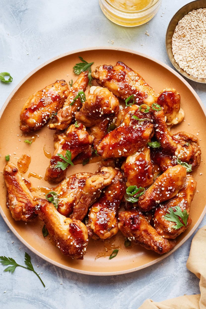 Oven Baked Sticky Honey Garlic Chicken Wings