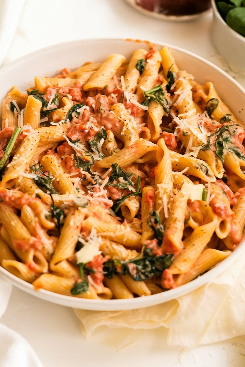 Creamy Tomato Spinach Pasta