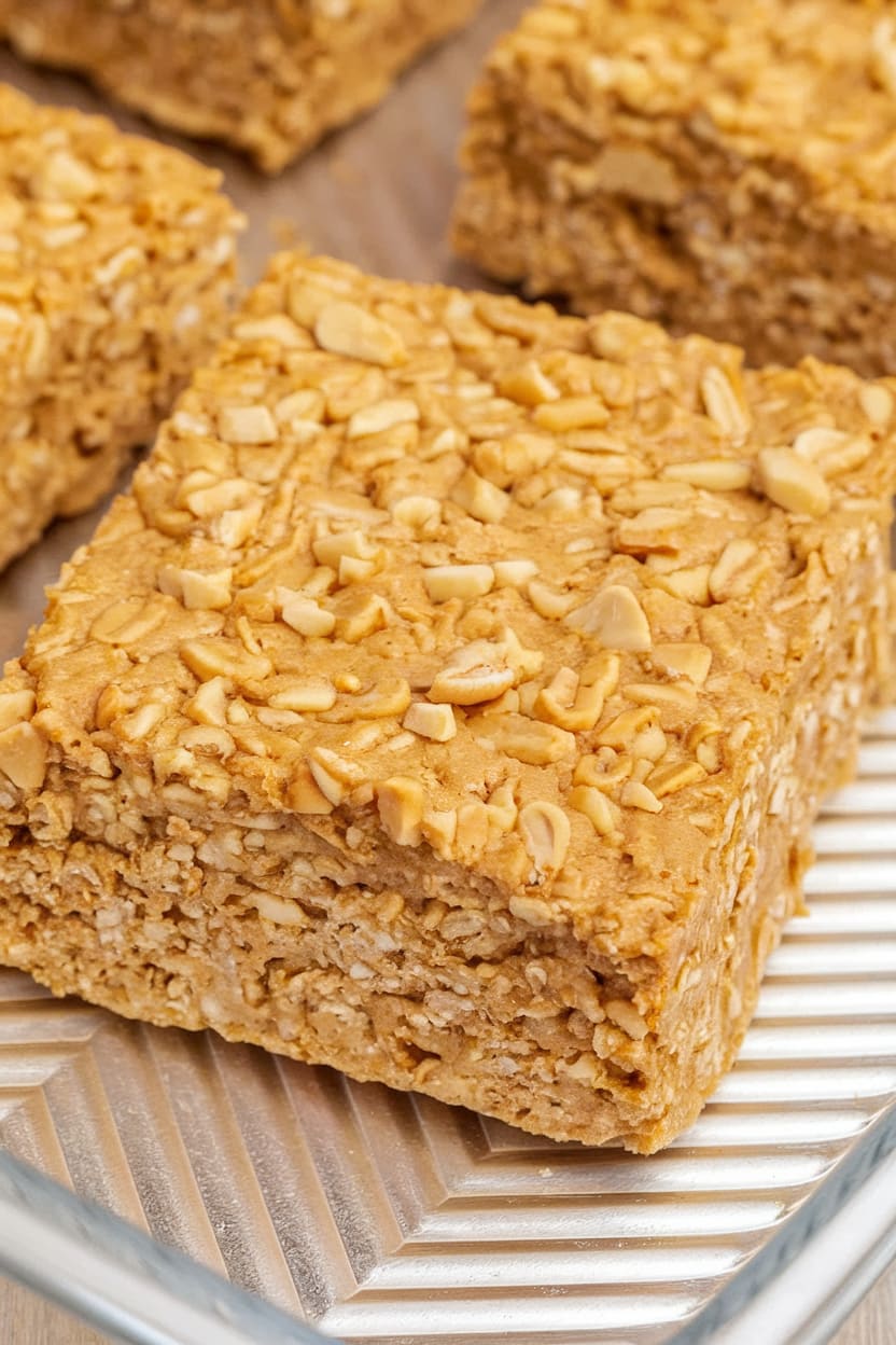 3-Ingredient No-Bake Peanut Butter Oat Squares
