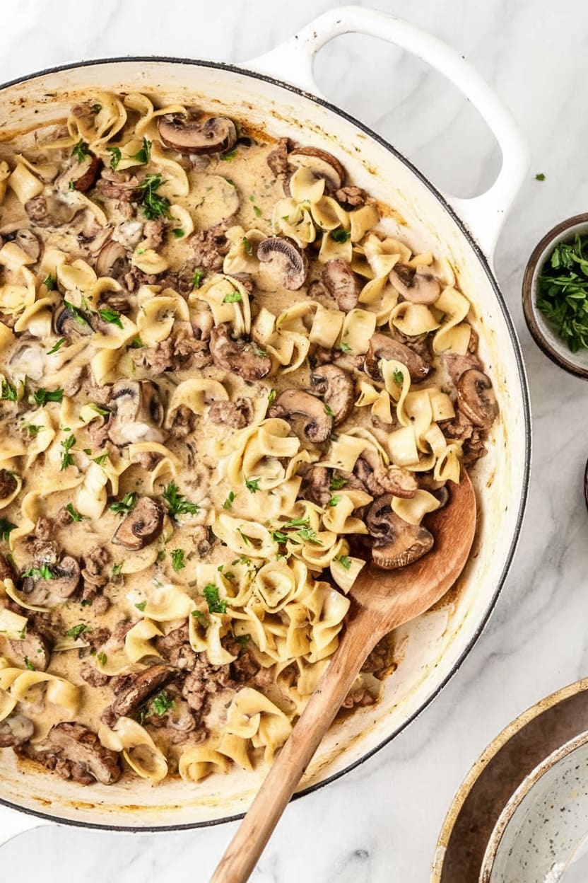 30 Minute Skillet Ground Beef Stroganoff
