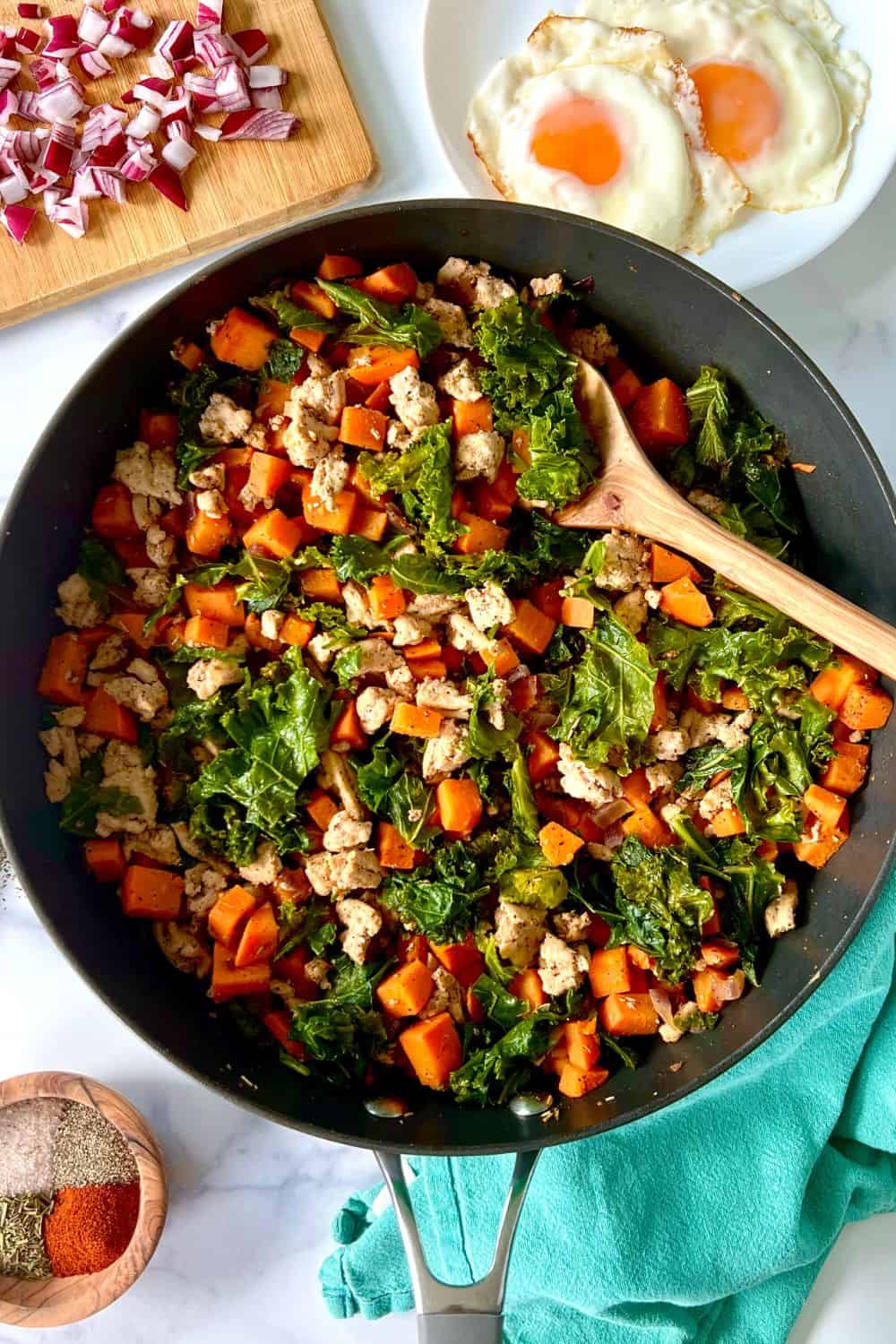 One-Pan Ground Turkey and Sweet Potato Hash Recipe