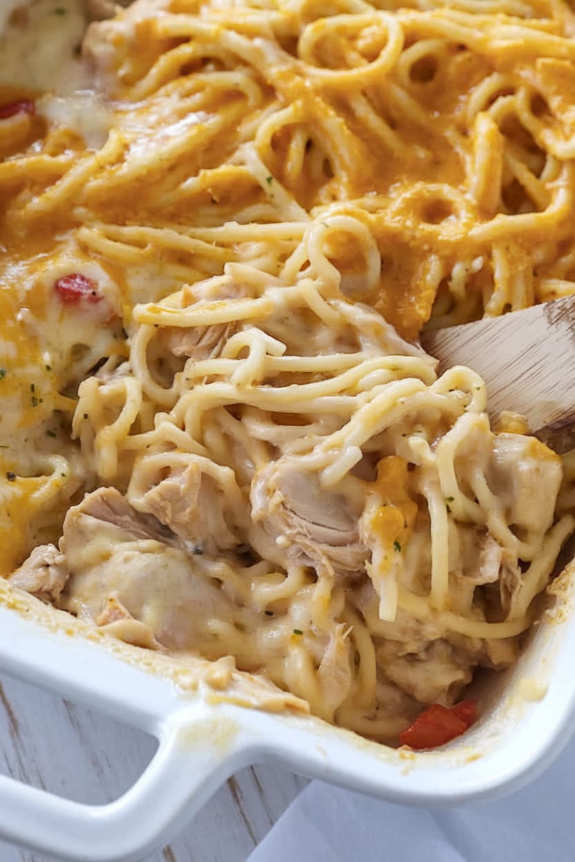 Chicken Spaghetti with Rotel and Velveeta