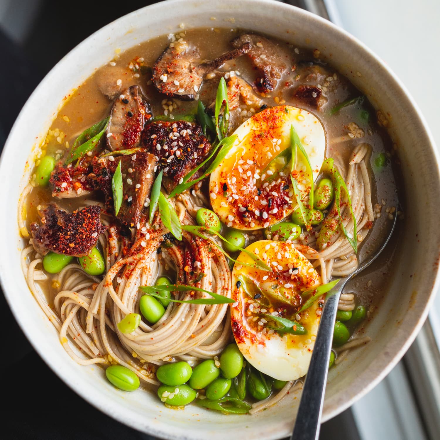 Soba Noodle Broth Bowl with Miso-Butter Mushrooms Recipe
