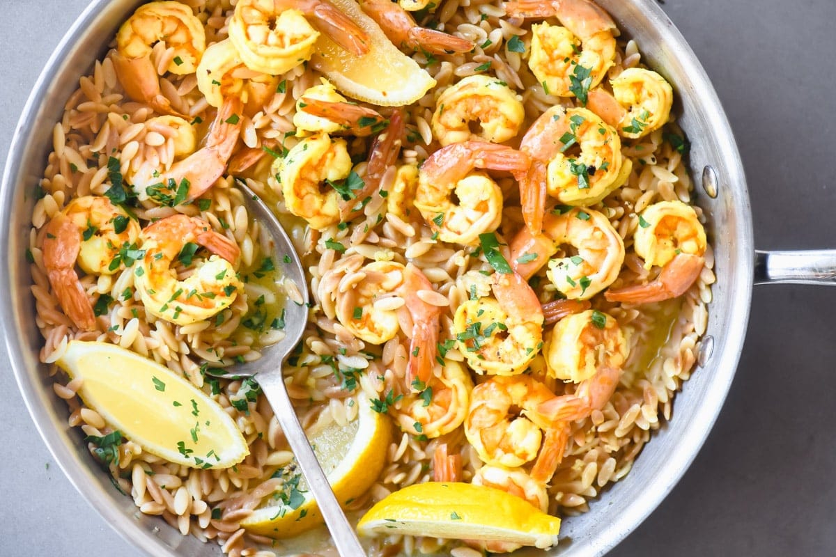 One-Pan Lemon Garlic Shrimp and Orzo Recipe