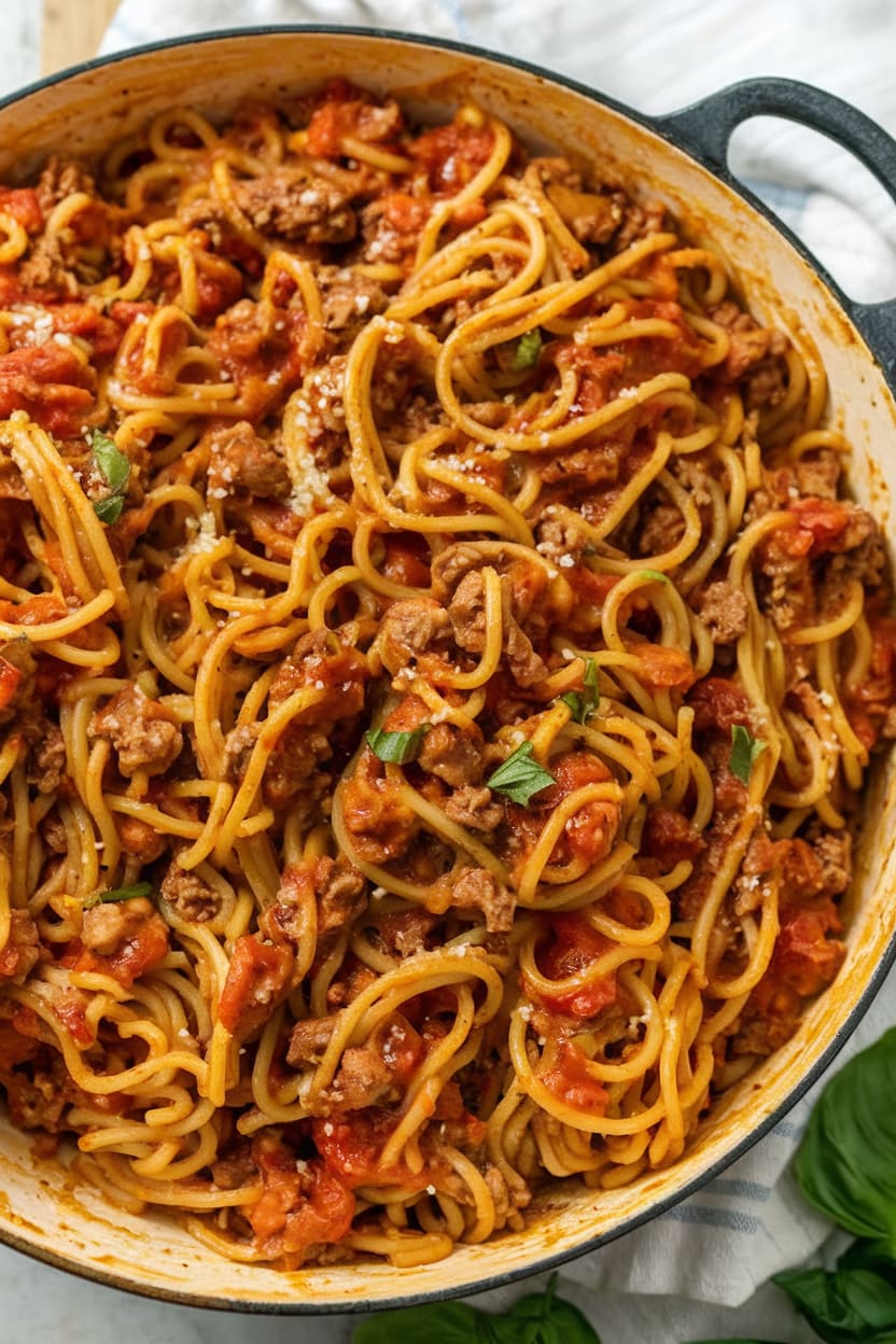 Easy One-Pot Spaghetti with Meat Sauce